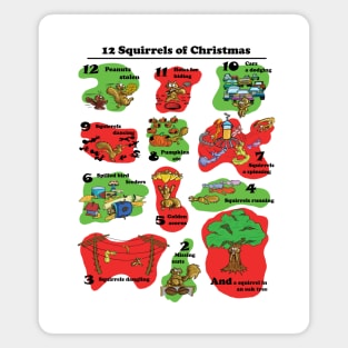 12 Squirrels of Christmas Magnet